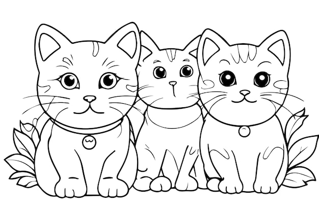 Cute Kitten Coloring Page for kids Coloring Book Illustration