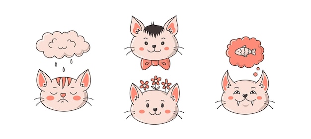 Cute kitten head collection