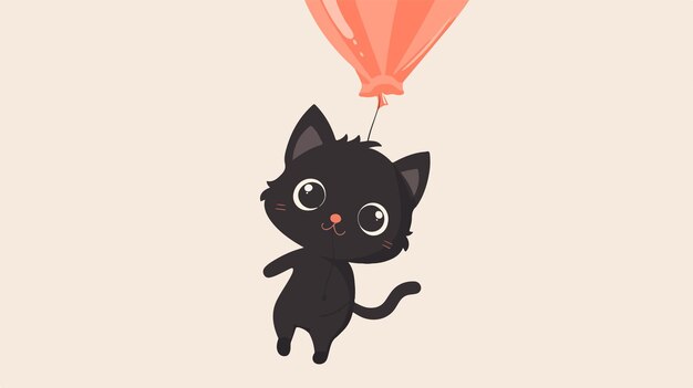 Vector cute kitten wishing happy holiday flying kitten