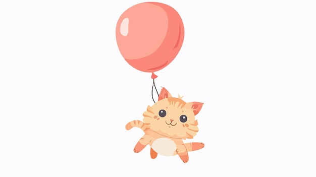 Vector cute kitten wishing happy holiday flying kitten