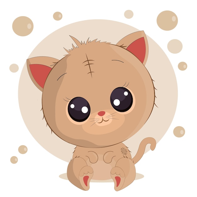 Vector a cute kitten with big eyes vector illustration