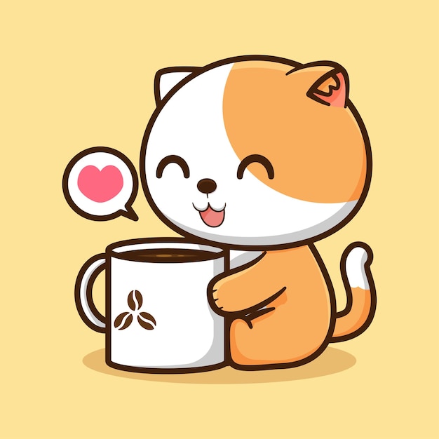 cute kitten with coffee mug