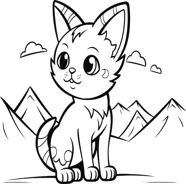 cute kitty cat colouring book page for coloring book doodling for kids and adults