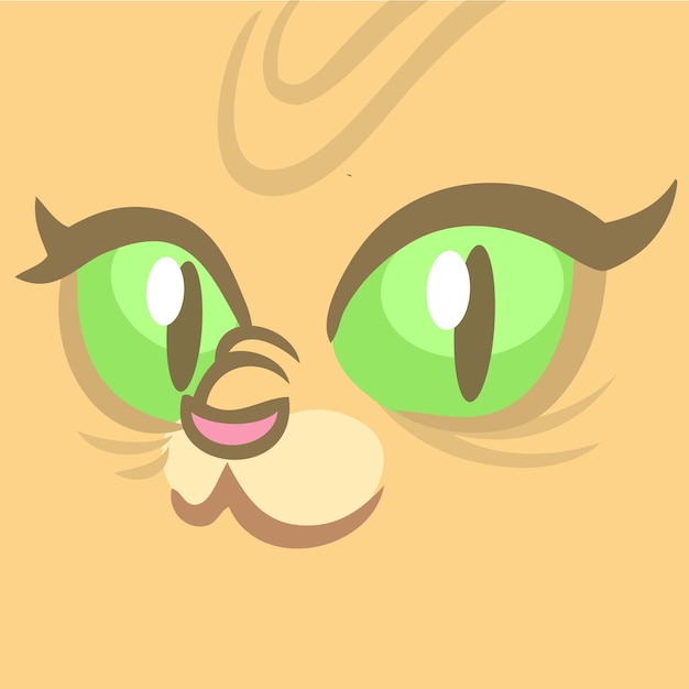 Cute kitty with green eyes sitting Vector cat illustration