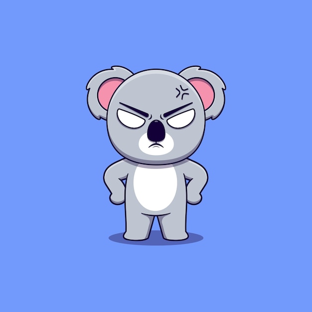 Cute koala angry expression with hand on waist