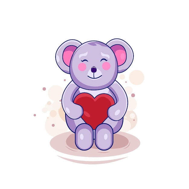 Cute Koala Bear Holding Love Heart