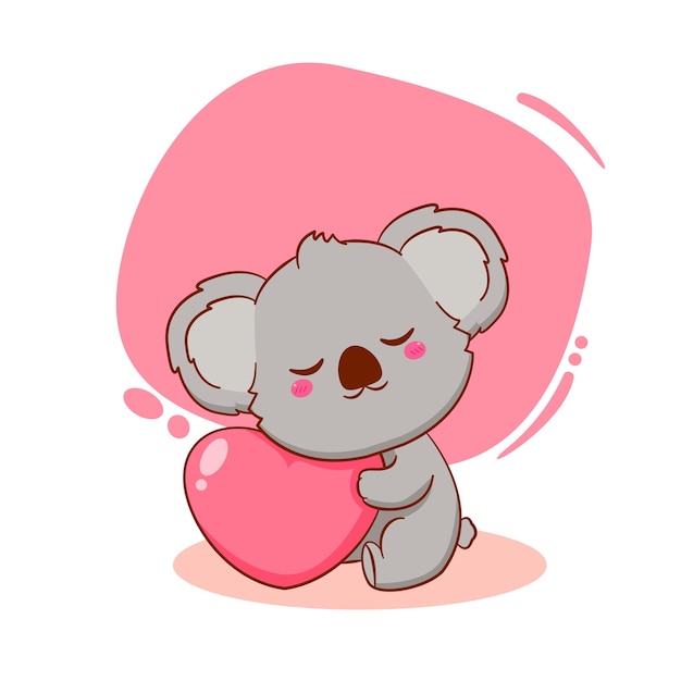 Cute koala bear hugging love Cartoon mascot character