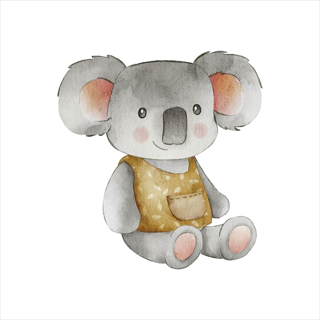 Cute Koala Bear Watercolor hand drawn illustration