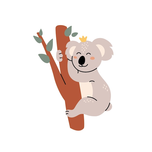 Cute koala climbing the tree adorable Australian animal cartoon