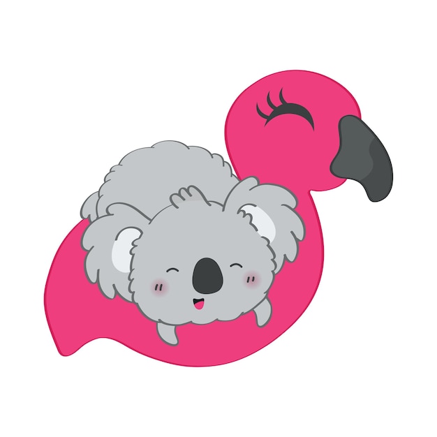 Cute Koala Clipart for Kids Holidays and Goods.  Happy Clip Art Koala Bear on an Inflatable Toy.