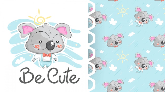 Cute koala costume with background pattern