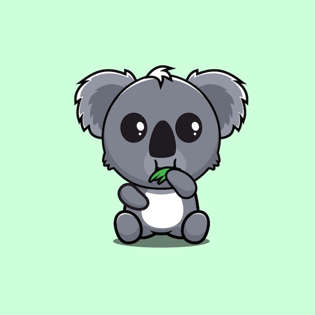 Cute koala eating leaves vector design