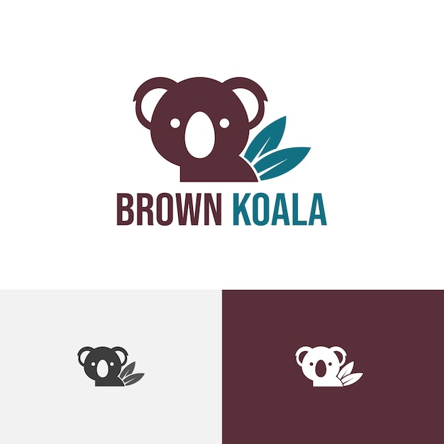 Cute Koala Eucalyptus Leaf Marsupial Animal Zoo Nature Logo