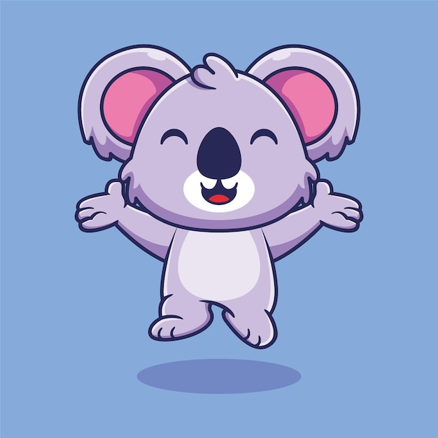 Cute koala happy jump cartoon vector icon illustration animal nature icon concept isolated premium