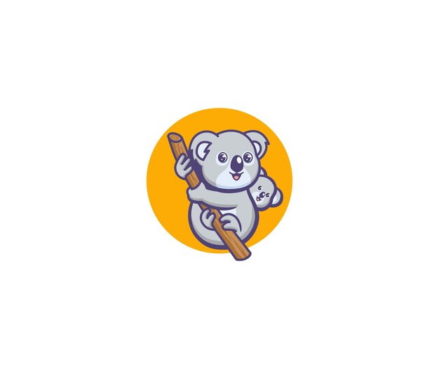 Vector cute koala holding child mascot logo