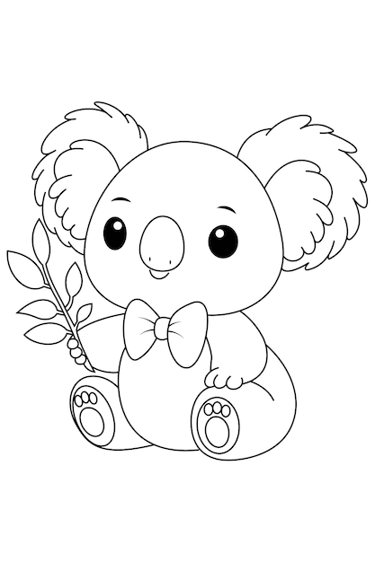 Cute Koala Illustration Coloring Page For Kids