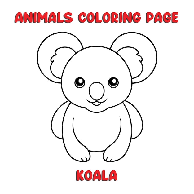 cute KOALA outline art illustration coloring page book for kids