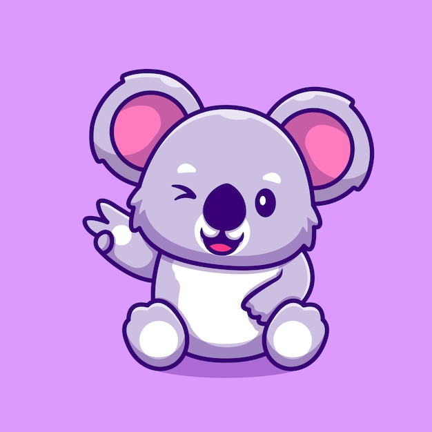 Cute Koala Peace Hand Cartoon