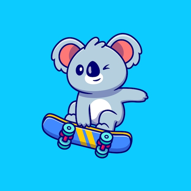 Cute Koala Playing Skateboard Cartoon