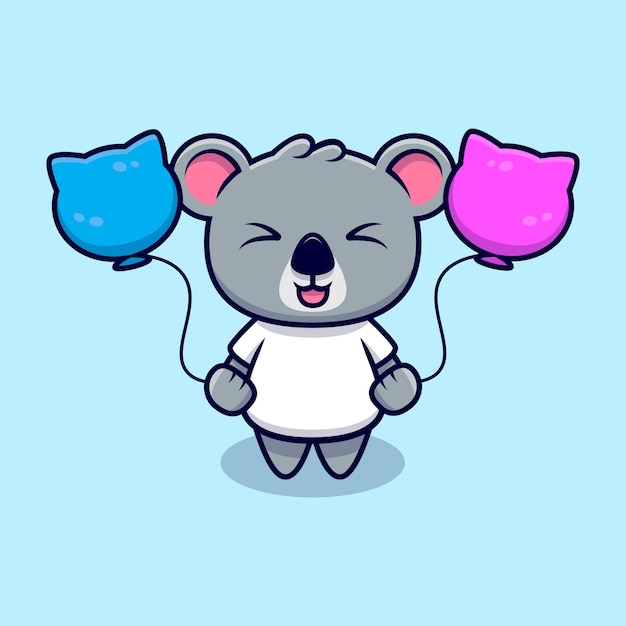 Cute Koala Playing With Balloon Mascot Cartoon