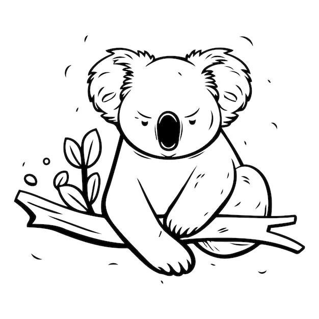 Cute koala sitting on a tree branch Vector illustration