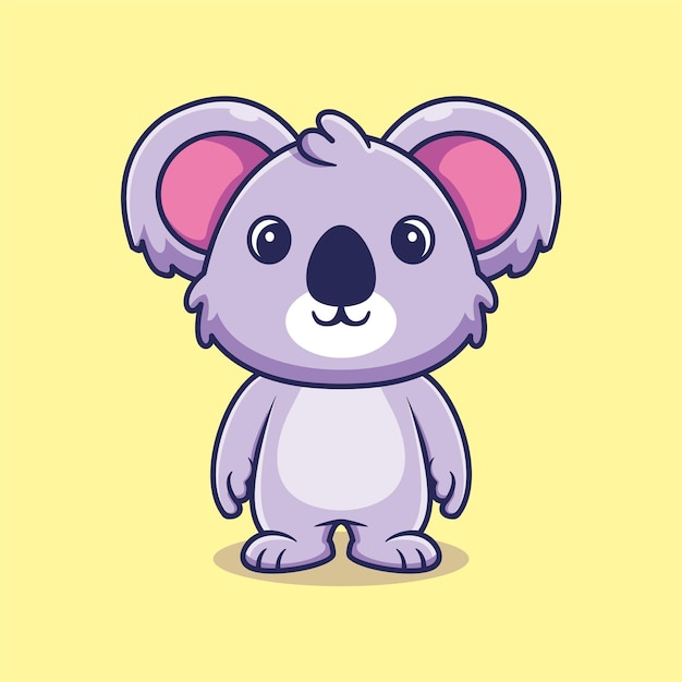 Cute koala standing cartoon vector icon illustration animal nature icon concept isolated premium