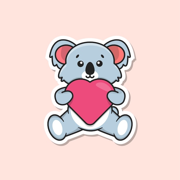 Cute Koala Sticker with Heart