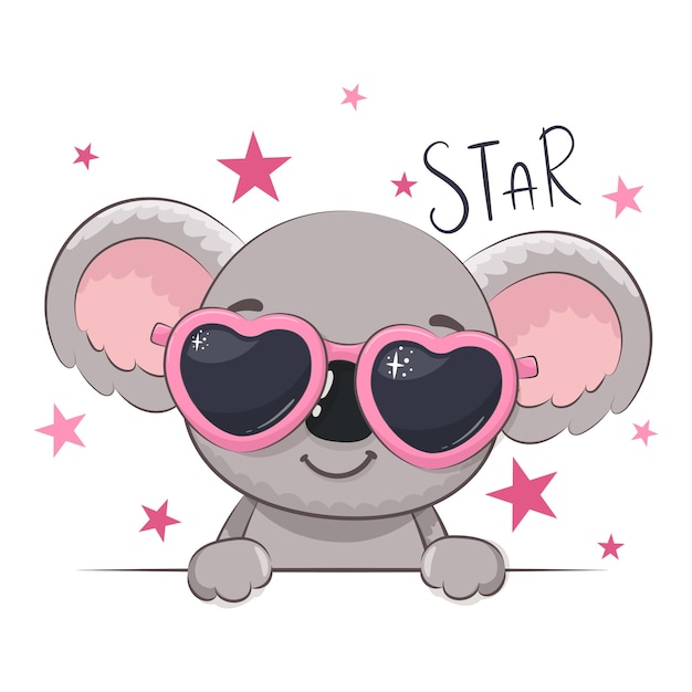 Cute koala superstar Vector cartoon illustration