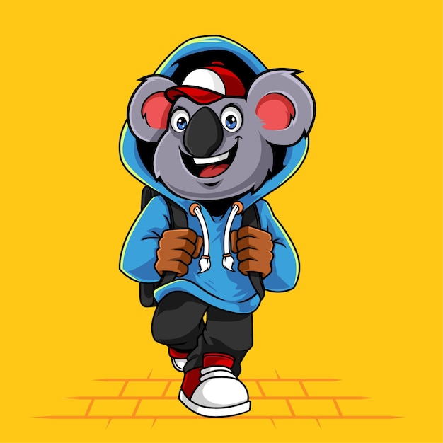 Cute koala walking mascot vector illustration