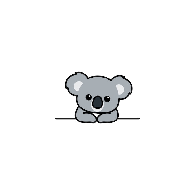 Cute koala over wall cartoon