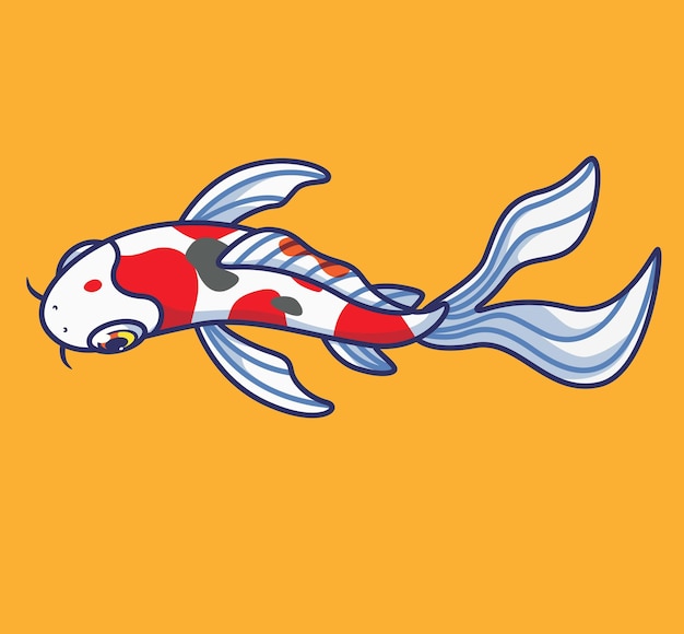 Cute koi fish from top isolated cartoon animal illustration Flat Style Sticker Icon Design Premium