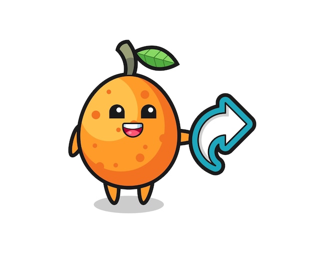 Cute kumquat hold social media share symbol , cute style design for t shirt, sticker, logo element