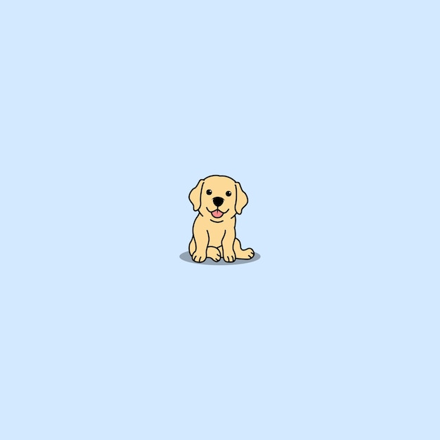 Cute labrador retriever puppy sitting cartoon vector illustration