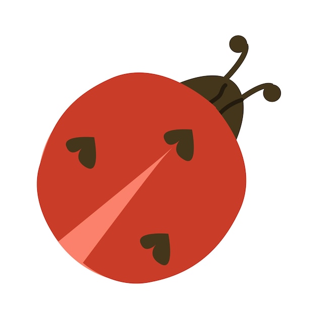 Cute ladybird with hearts in a simple flat design