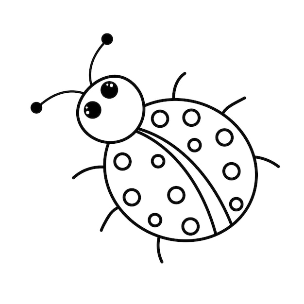 Cute ladybug Doodle chubby little ladybird Vector linear illustration