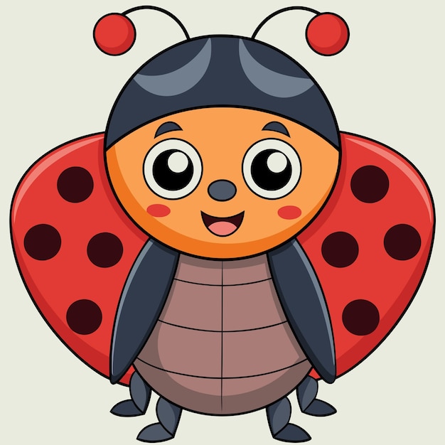 Vector cute ladybug standing cartoon vector icon illustration animal nature icon concept isolated premium vector flat cartoon style