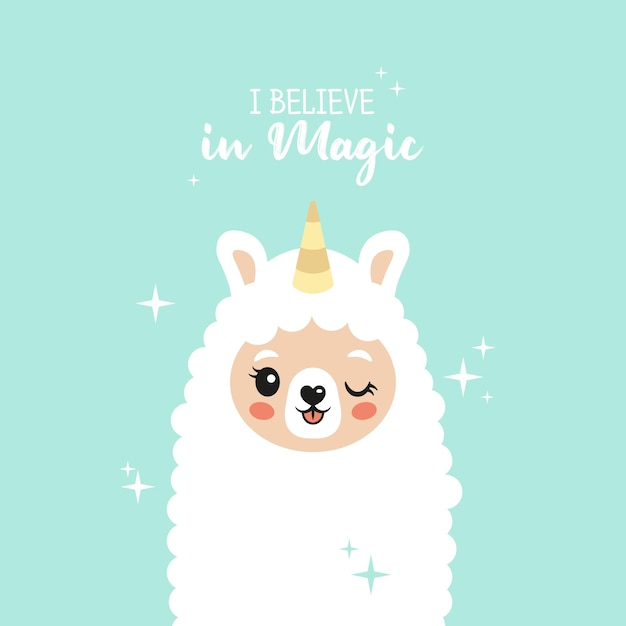 cute lama i believe in magic llama unicorn