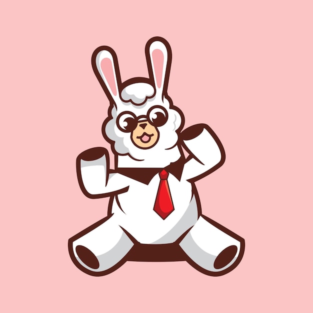 cute Lamma in office kawaii cartoon illustration