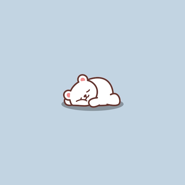 Cute lazy polar bear sleeping cartoon vector illustrationx9