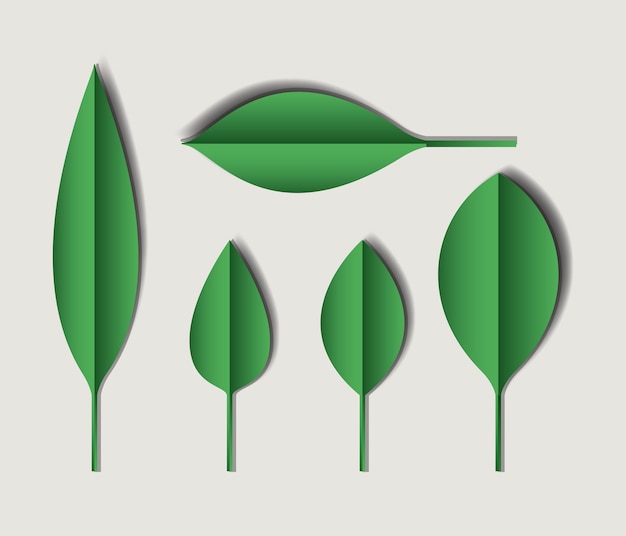 Cute leafs set decorative icon 