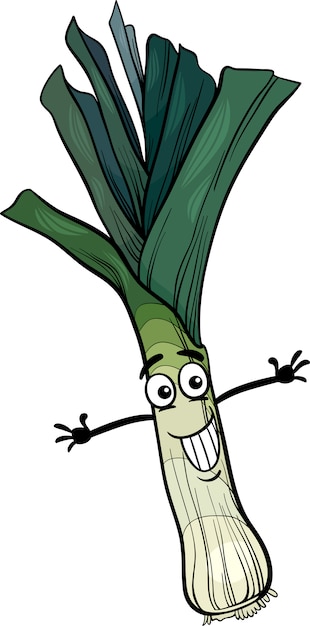 cute leek vegetable cartoon illustration