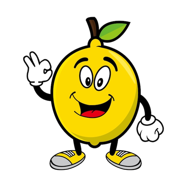 Cute lemon mascot design character Isolated on a white background