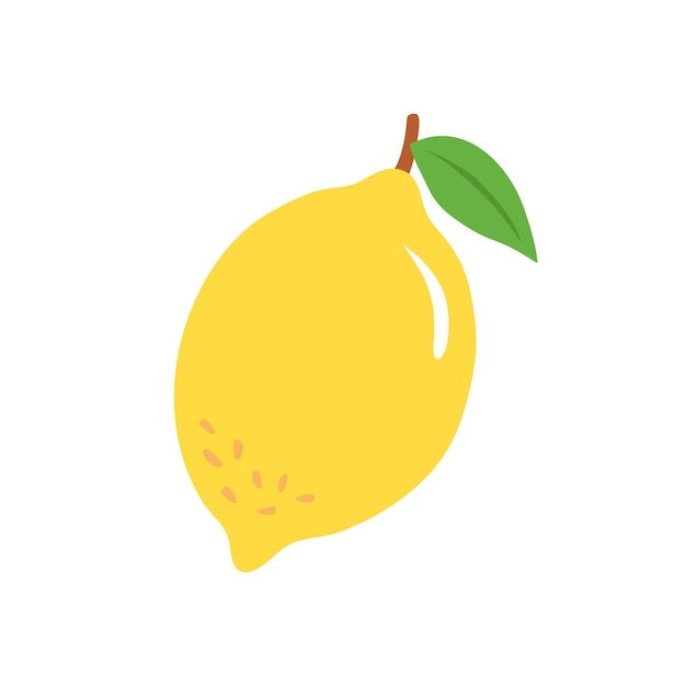 Cute lemon with leaves in a handdrawn style