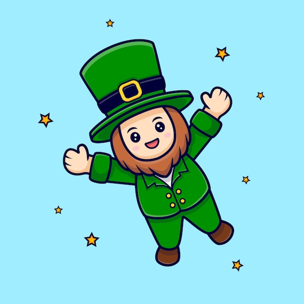 Cute Leprechaun Hovering Between Star Character Saint Patrick's  Day