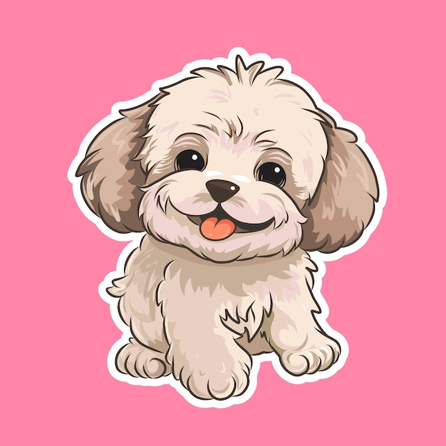 Vector cute light maltipoo maltese poodle in full growth smiles