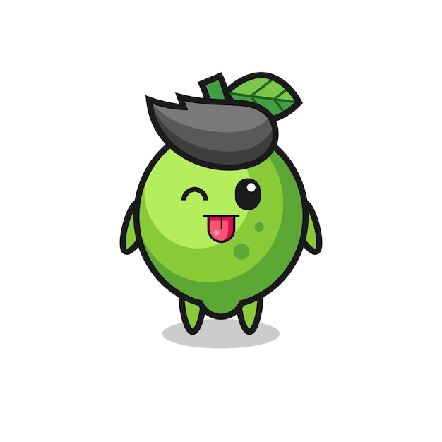 Cute lime character in sweet expression while sticking out her tongue , cute style design for t shirt, sticker, logo element