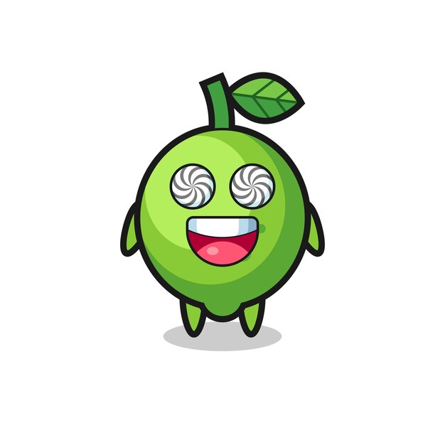 Vector cute lime character with hypnotized eyes , cute style design for t shirt, sticker, logo element