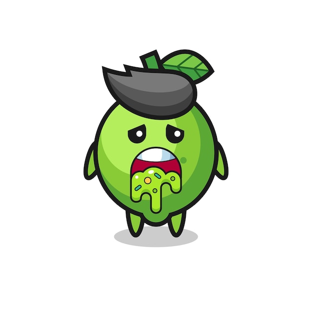 The cute lime character with puke , cute style design for t shirt, sticker, logo element