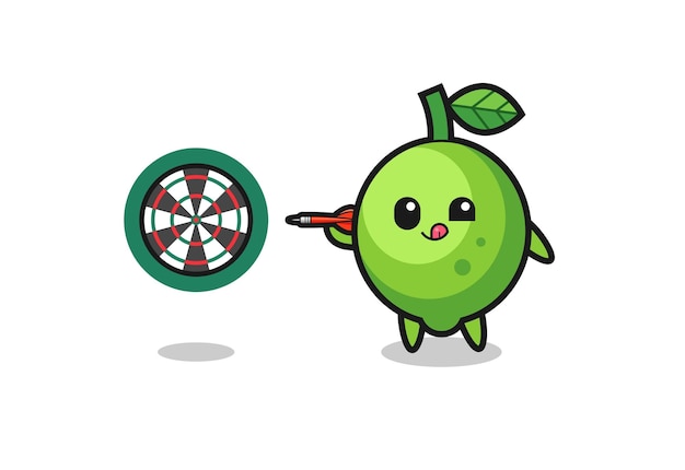 Vector cute lime is playing dart  cute design