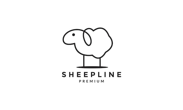 Cute line art sheep logo vector symbol icon design graphic illustration